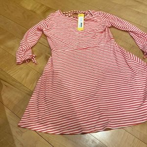 Pink and white stripes on dress